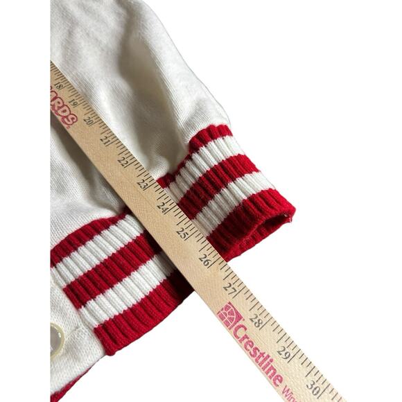 VTG Cheerleader Supply Co. Chuck A Burger Striped Large Sweater Cardigan USA - Picture 4 of 8